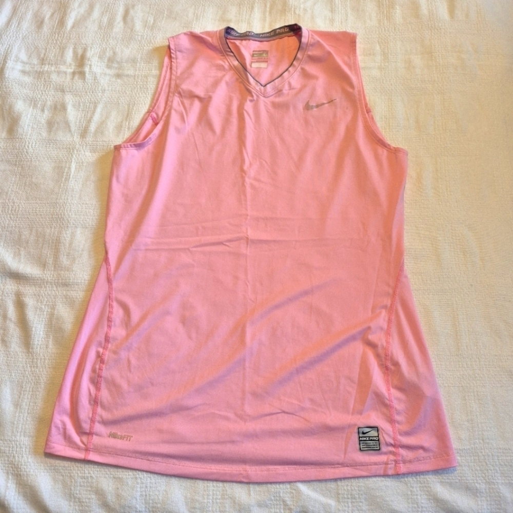 Nike Pro women's size Large fitted sleeveless pink top VGUC